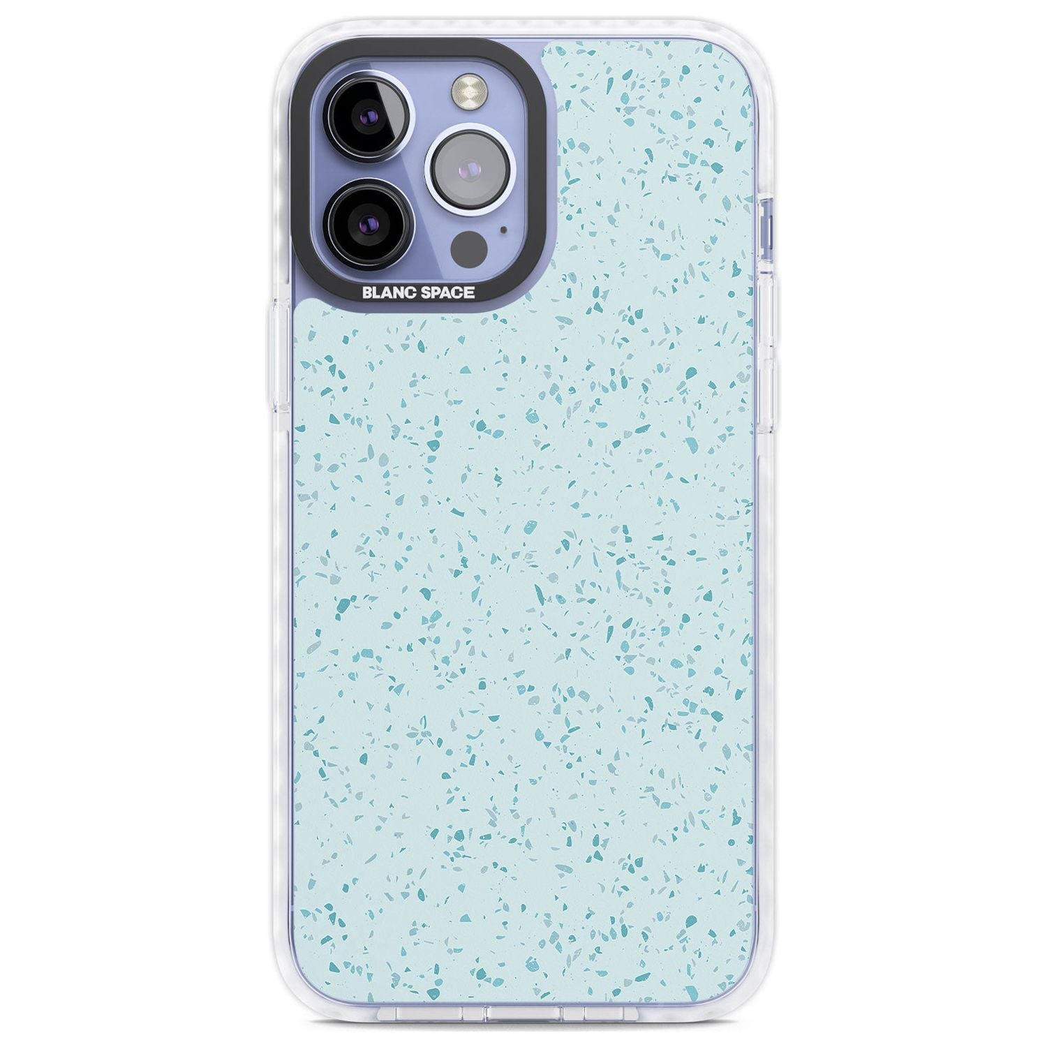 Light Blue Terrazzo Pattern Phone Case iPhone 13 Pro Max / Impact Case,iPhone 14 Pro Max / Impact Case Blanc Space