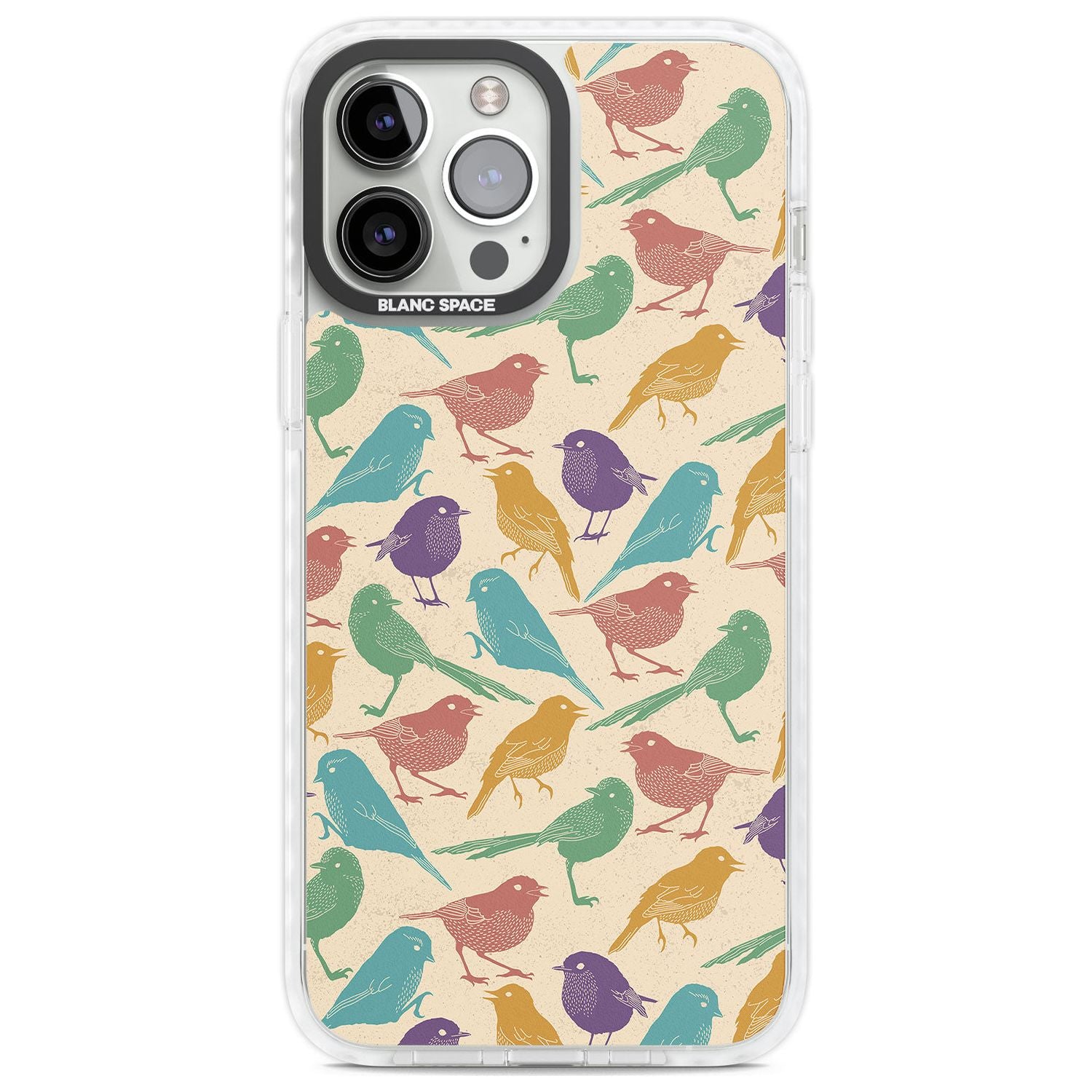 Colourful Feathered Friends Bird Phone Case iPhone 13 Pro Max / Impact Case,iPhone 14 Pro Max / Impact Case Blanc Space