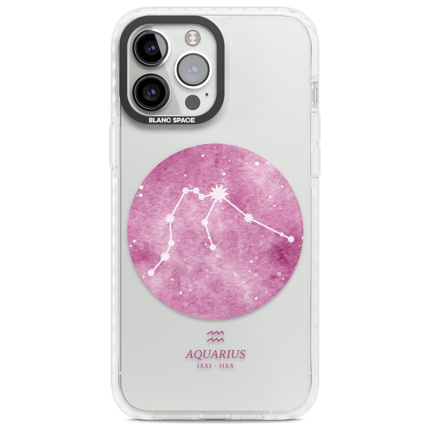 Aquarius Zodiac Transparent Design - Pink Phone Case iPhone 13 Pro Max / Impact Case,iPhone 14 Pro Max / Impact Case Blanc Space