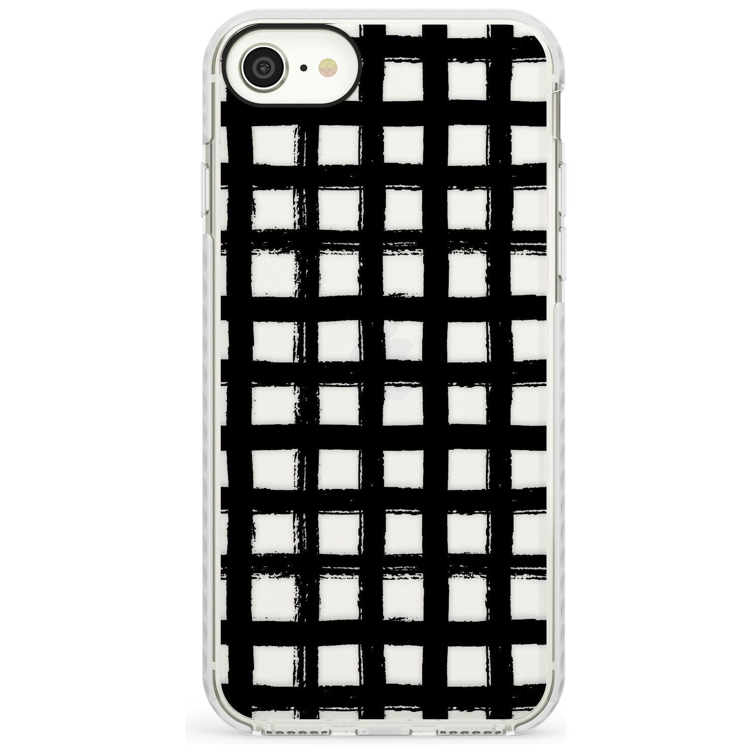 Messy Black Grid - Clear Slim TPU Phone Case for iPhone SE 8 7 Plus