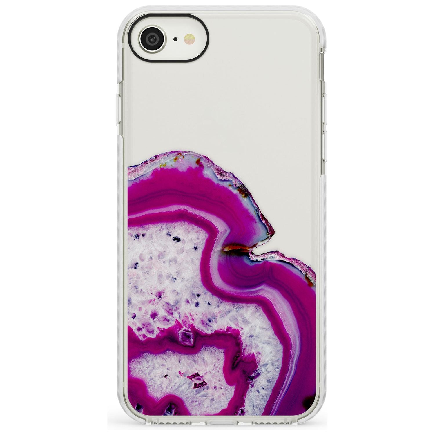 Violet & White Swirl Agate Crystal Clear Design Impact Phone Case for iPhone SE 8 7 Plus