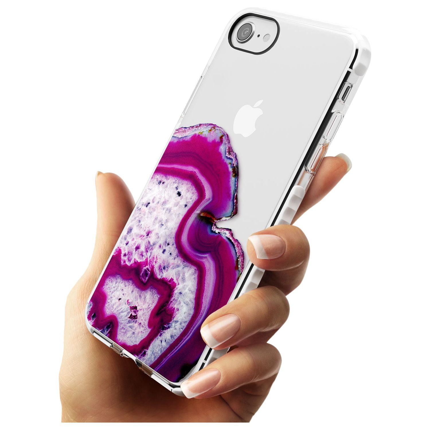 Violet & White Swirl Agate Crystal Clear Design Impact Phone Case for iPhone SE 8 7 Plus