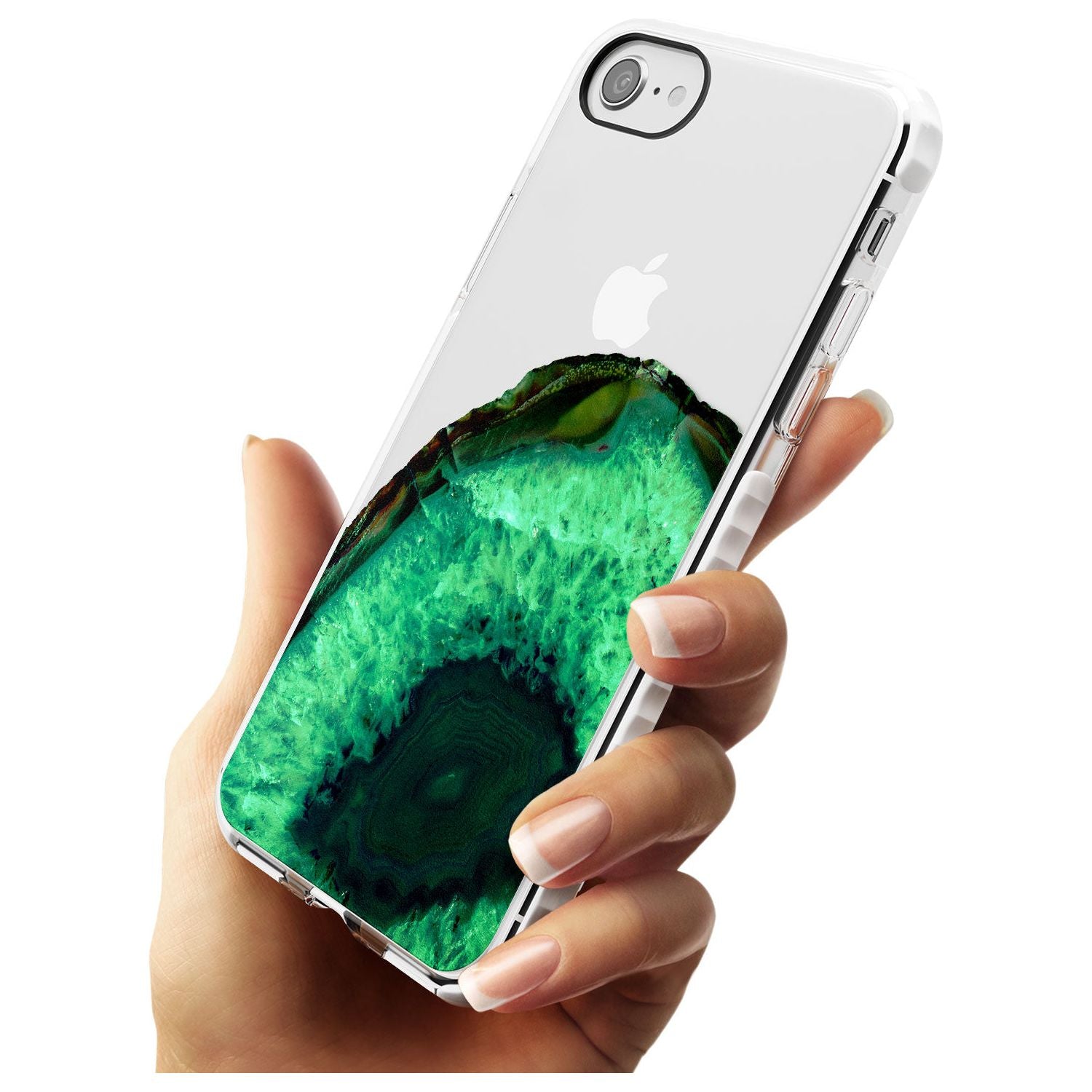 Emerald Green Gemstone Crystal Clear Design Impact Phone Case for iPhone SE 8 7 Plus