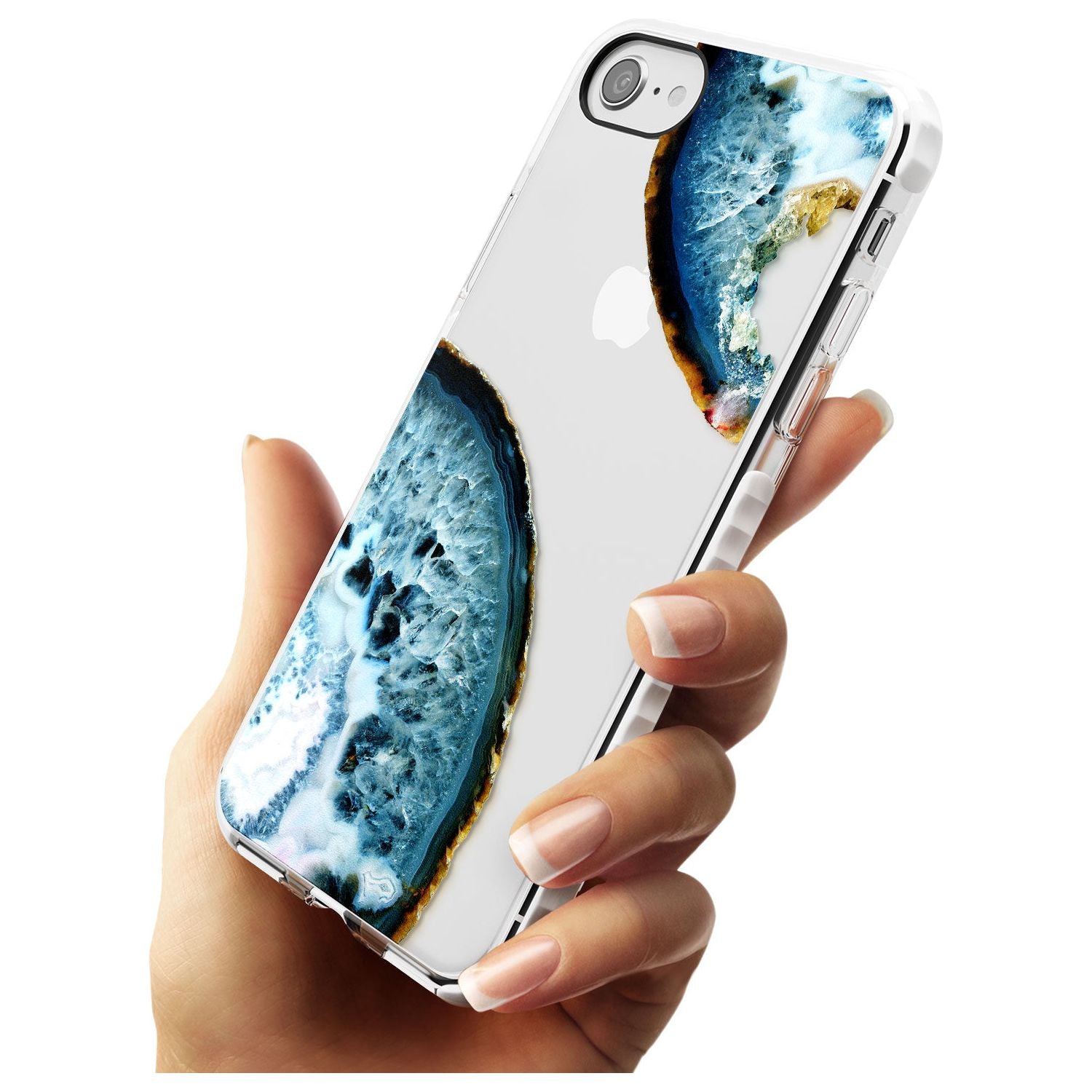 Blue, White & Yellow Agate Gemstone Impact Phone Case for iPhone SE 8 7 Plus