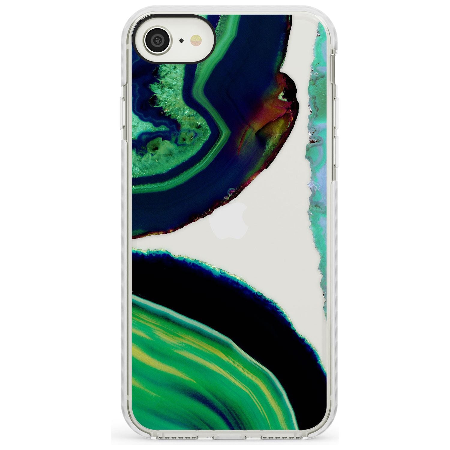 Green & Navy Gemstone Crystal Clear Design Impact Phone Case for iPhone SE 8 7 Plus