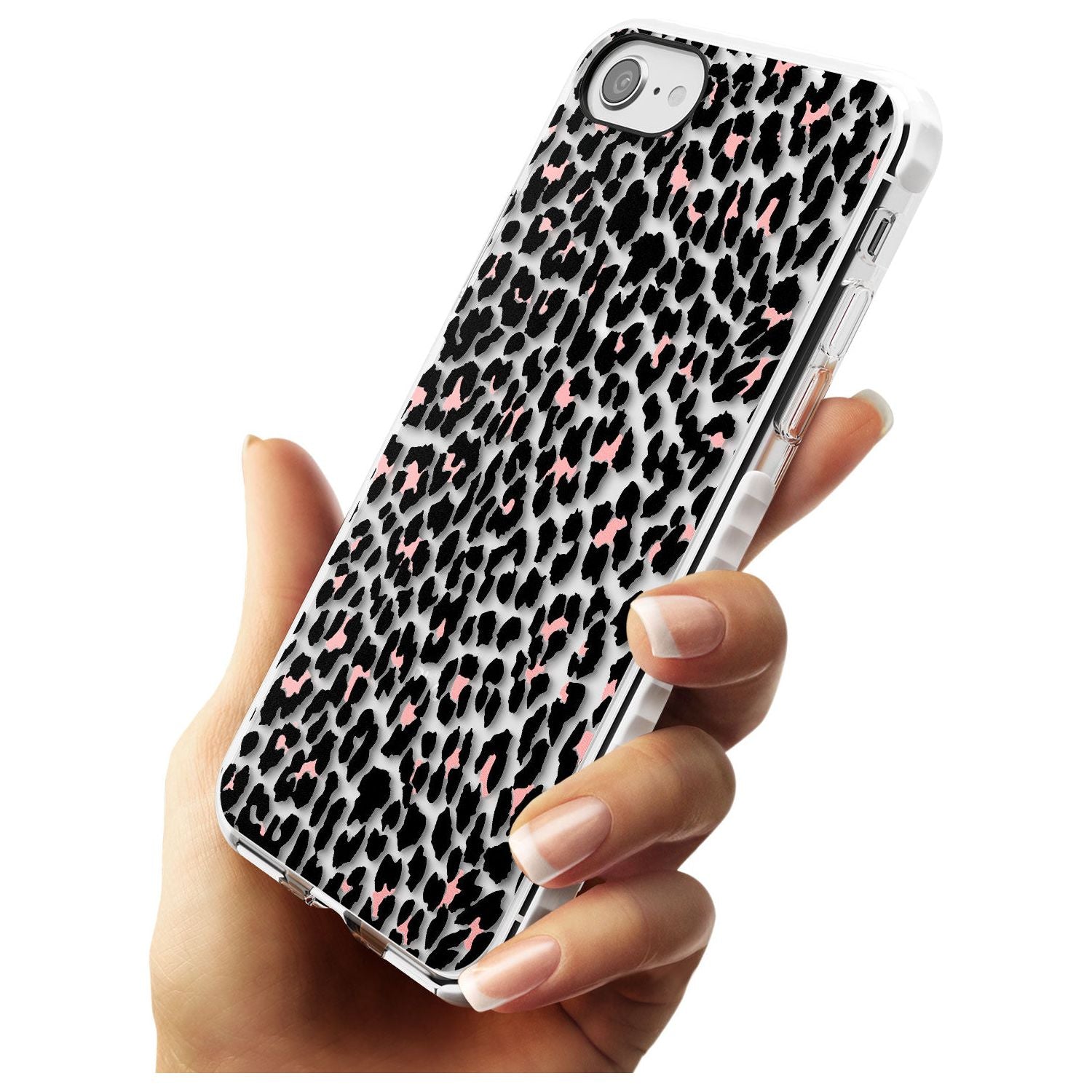 Light Pink Leopard Print - Transparent Impact Phone Case for iPhone SE 8 7 Plus