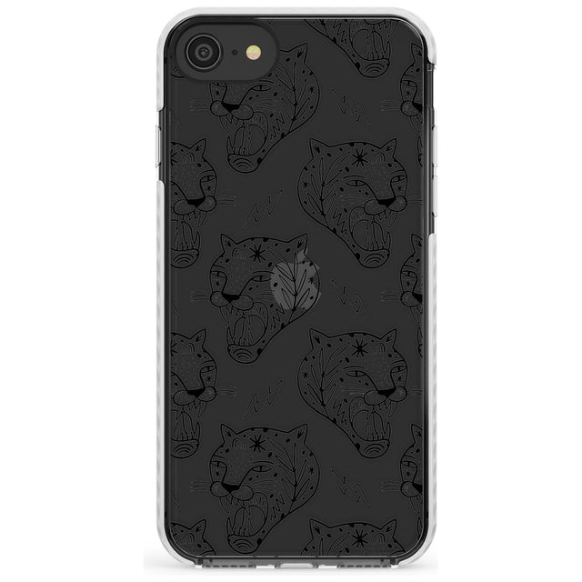 Black Tiger Roar Pattern Impact Phone Case for iPhone SE 8 7 Plus