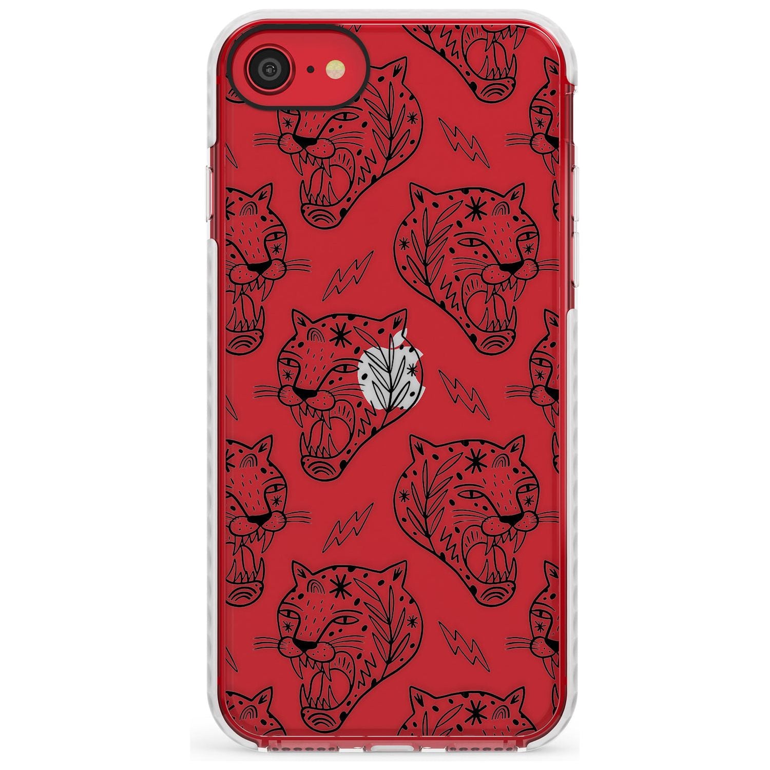 Black Tiger Roar Pattern Impact Phone Case for iPhone SE 8 7 Plus