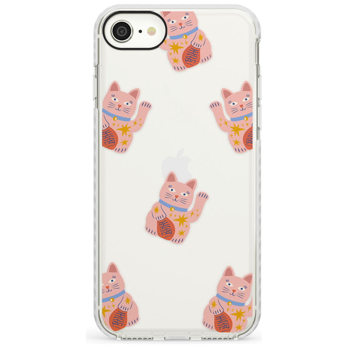 Waving Cat Pattern Impact Phone Case for iPhone SE 8 7 Plus