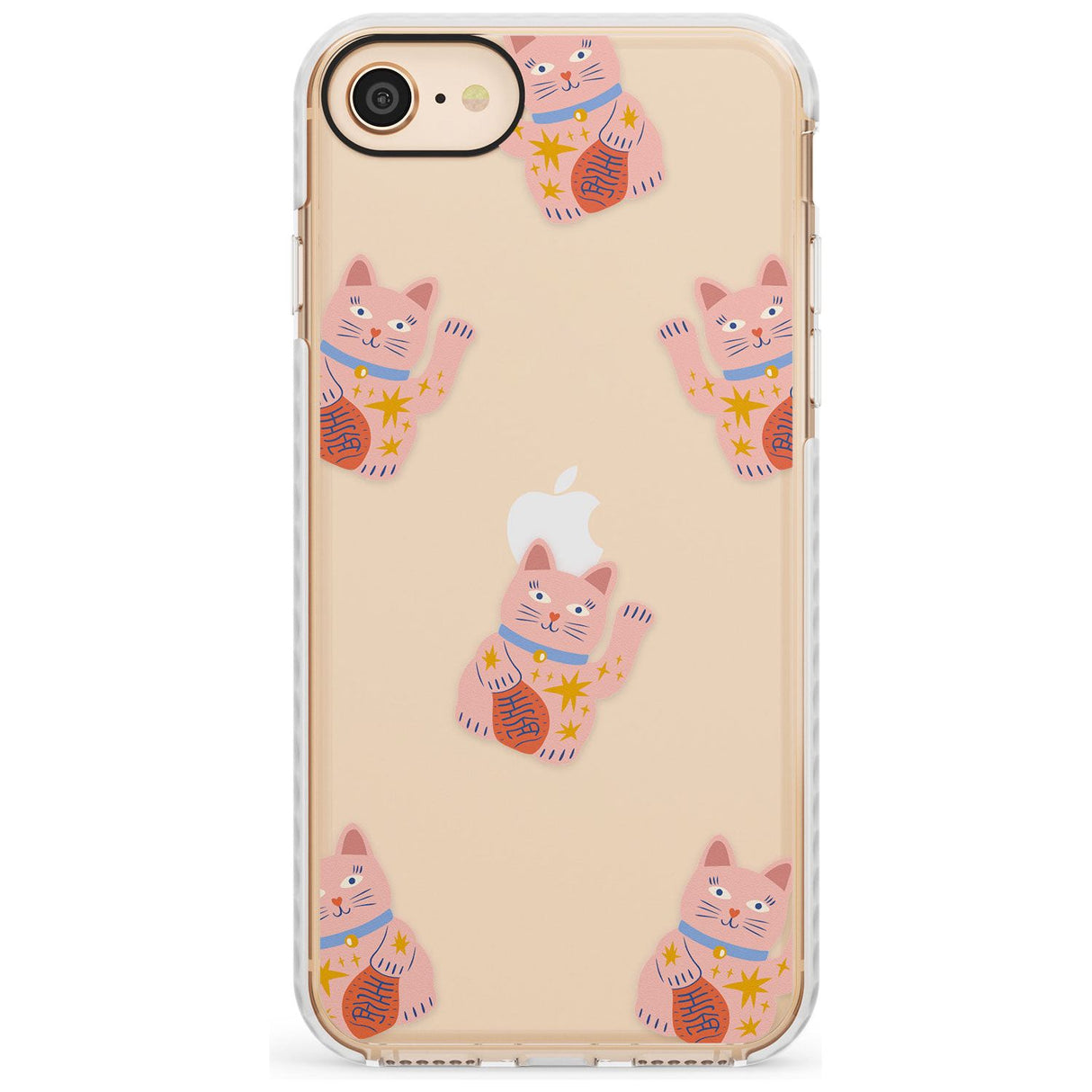 Waving Cat Pattern Impact Phone Case for iPhone SE 8 7 Plus