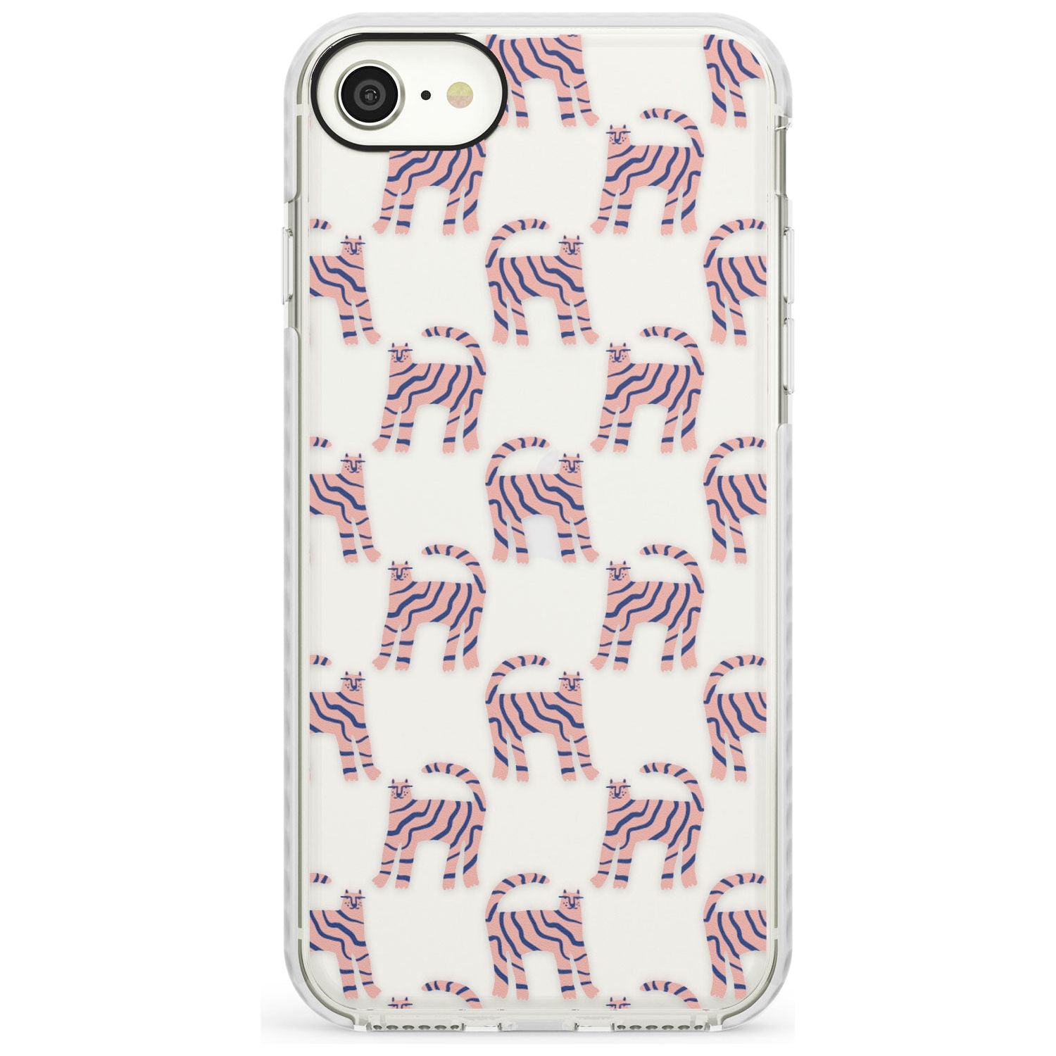 Pink and Blue Cat Pattern Impact Phone Case for iPhone SE 8 7 Plus