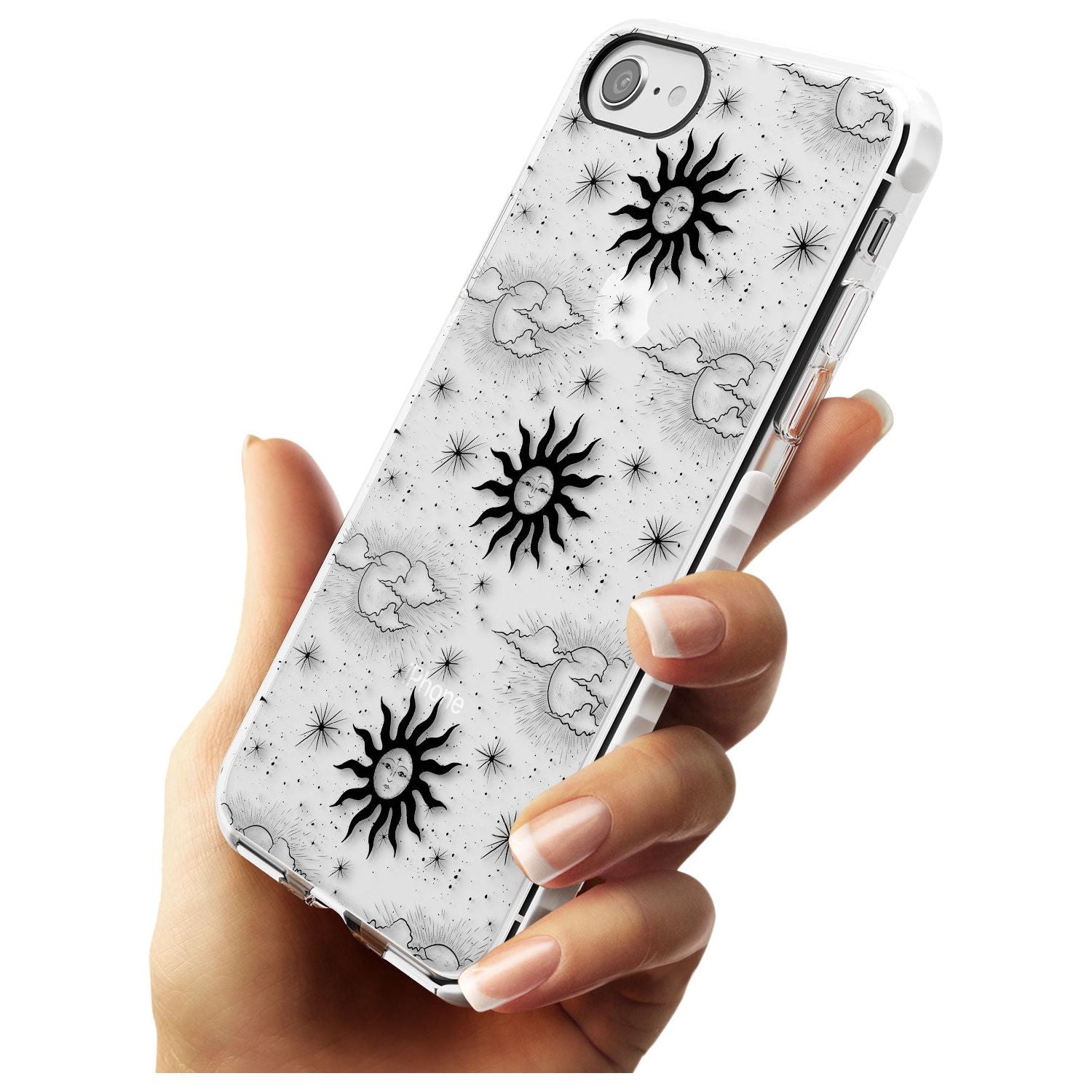 Suns & Clouds Vintage Astrological Impact Phone Case for iPhone SE 8 7 Plus