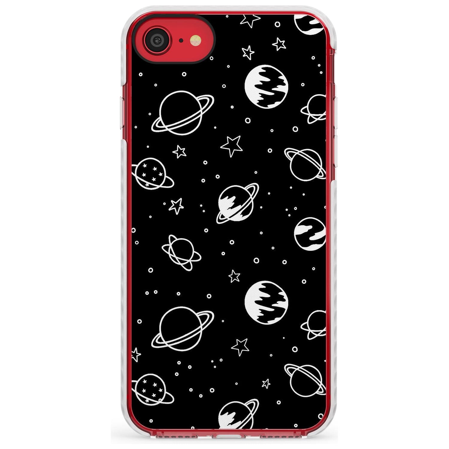 Outer Space Outlines: White on Black Slim TPU Phone Case for iPhone SE 8 7 Plus