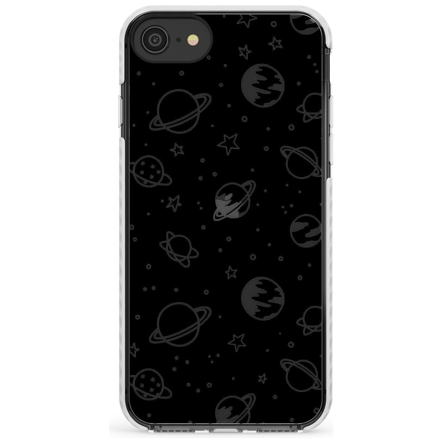 Outer Space Outlines: Clear on Black Slim TPU Phone Case for iPhone SE 8 7 Plus