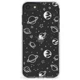 Outer Space Outlines: White on Clear Slim TPU Phone Case for iPhone SE 8 7 Plus