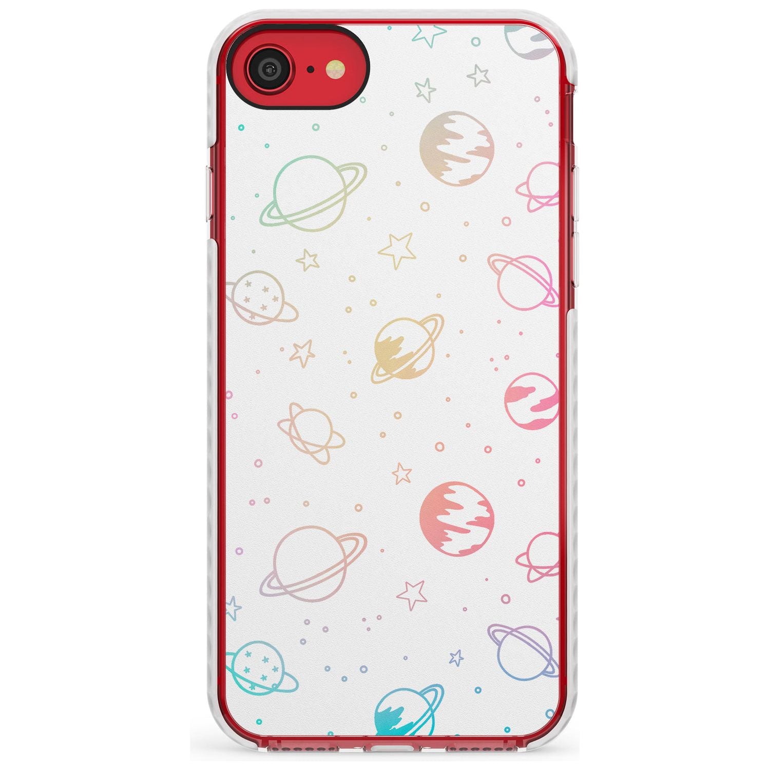 Outer Space Outlines: Pastels on White Slim TPU Phone Case for iPhone SE 8 7 Plus