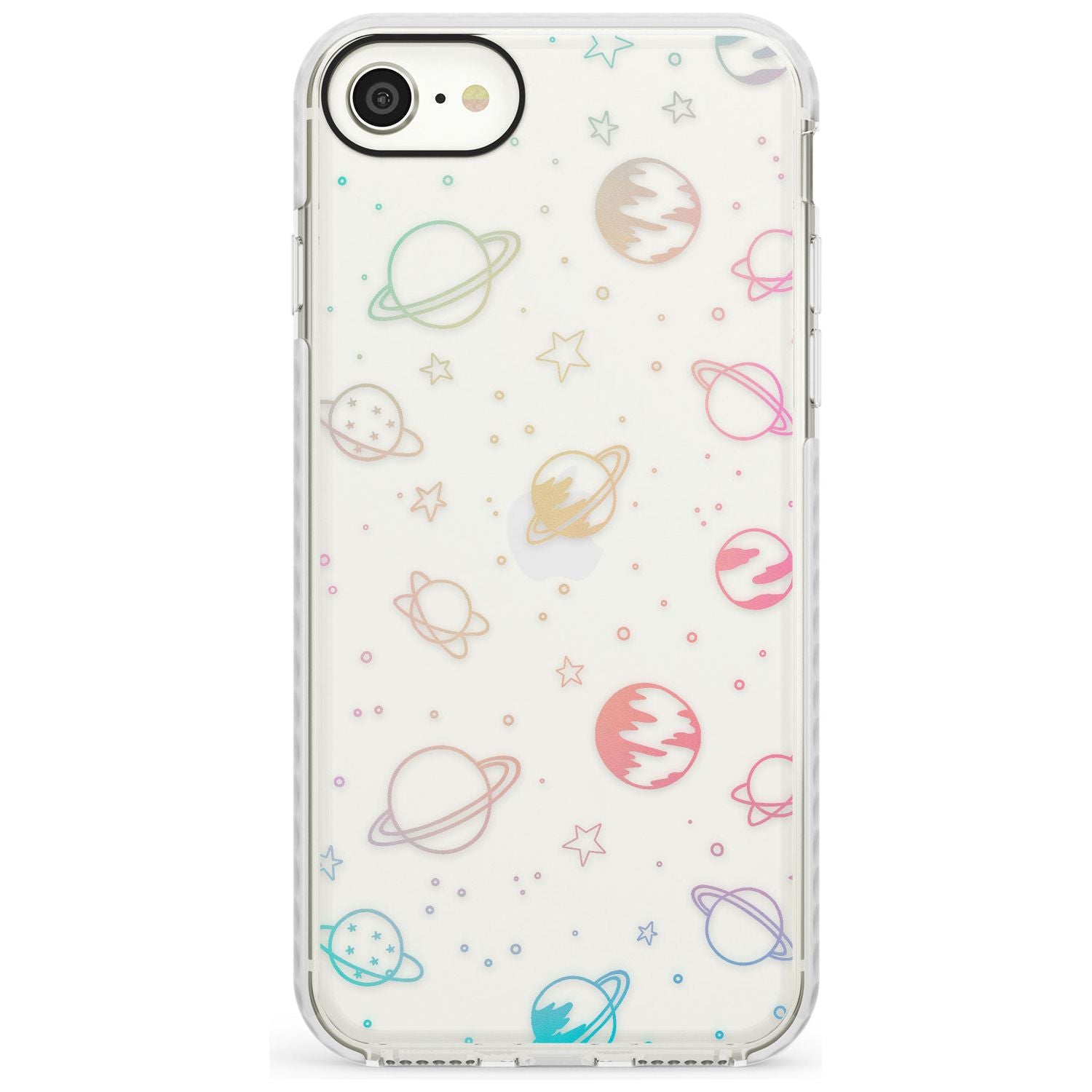 Outer Space Outlines: Pastels on Clear Slim TPU Phone Case for iPhone SE 8 7 Plus