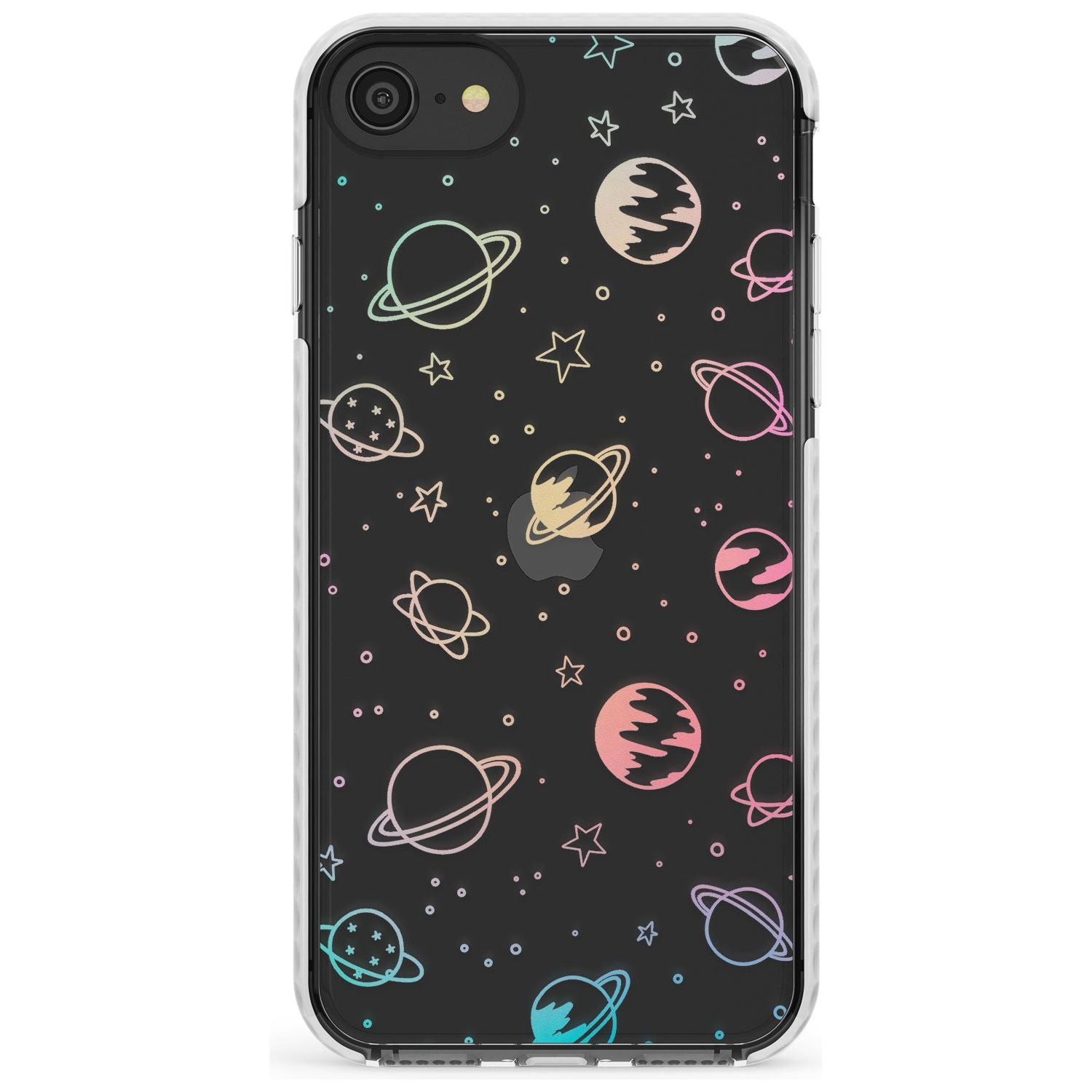 Outer Space Outlines: Pastels on Clear Slim TPU Phone Case for iPhone SE 8 7 Plus