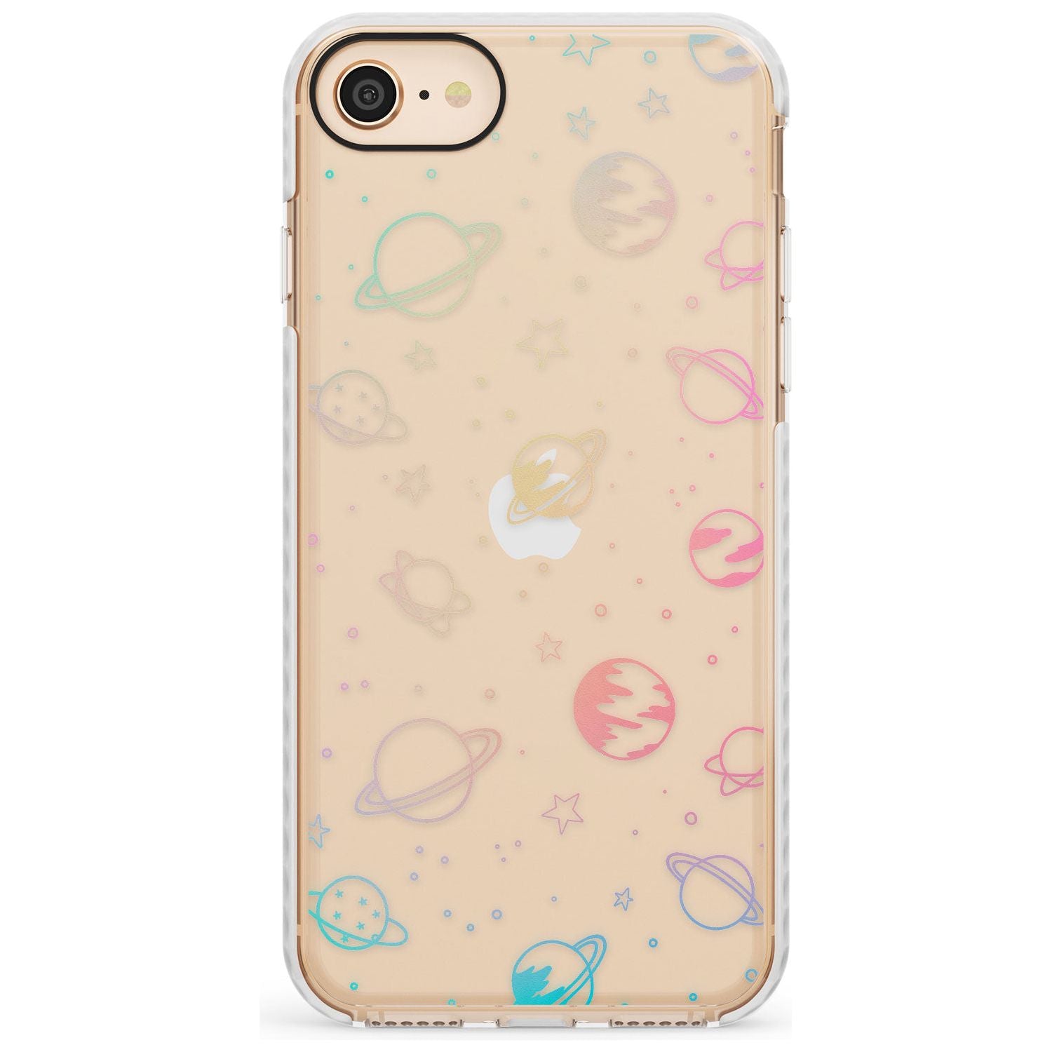 Outer Space Outlines: Pastels on Clear Slim TPU Phone Case for iPhone SE 8 7 Plus