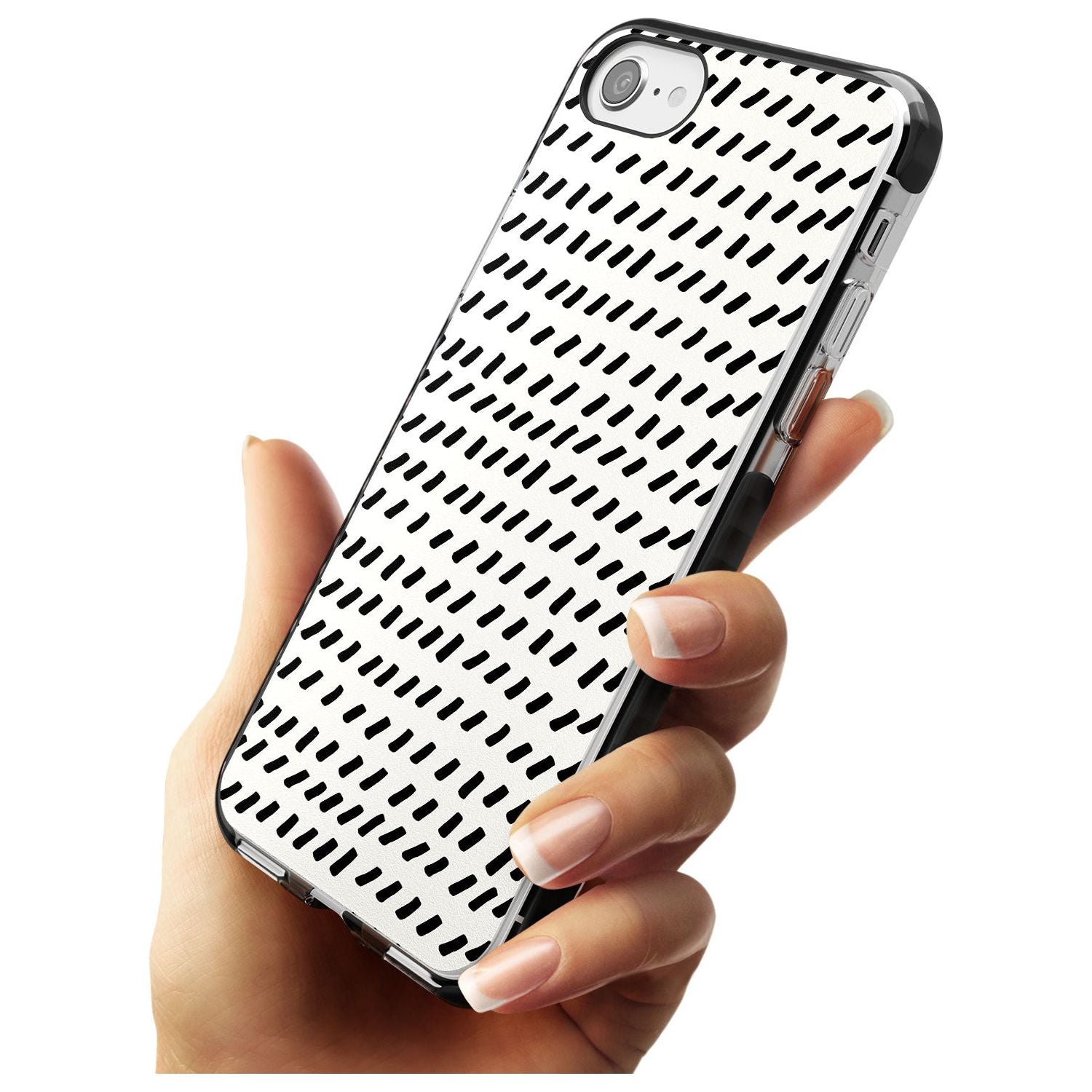 Hand Drawn Lines Pattern Black Impact Phone Case for iPhone SE 8 7 Plus