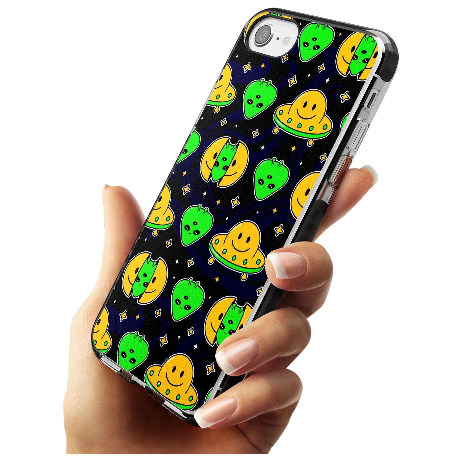 Alien Head Pattern Black Impact Phone Case for iPhone SE 8 7 Plus