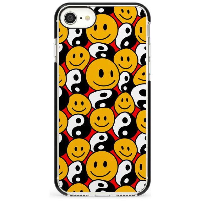 Yin Yang & Faces Black Impact Phone Case for iPhone SE 8 7 Plus