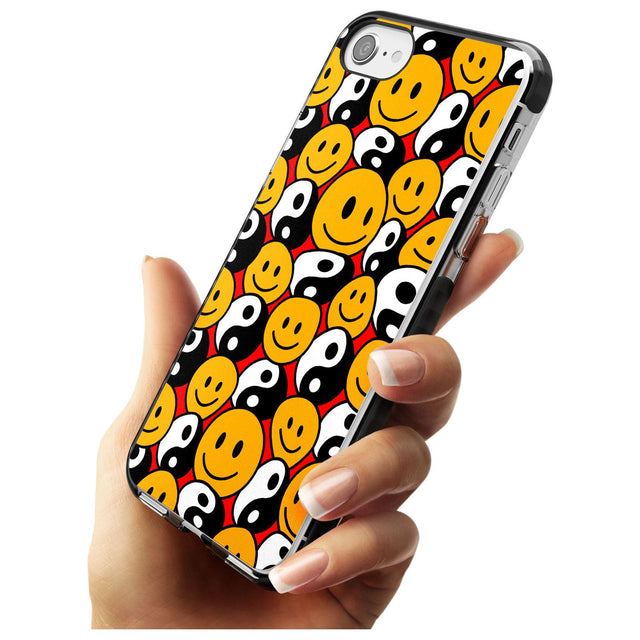 Yin Yang & Faces Black Impact Phone Case for iPhone SE 8 7 Plus