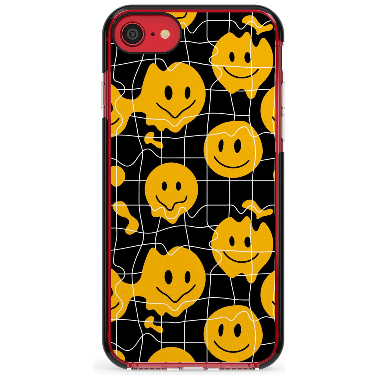 Acid Face Grid Pattern Black Impact Phone Case for iPhone SE 8 7 Plus