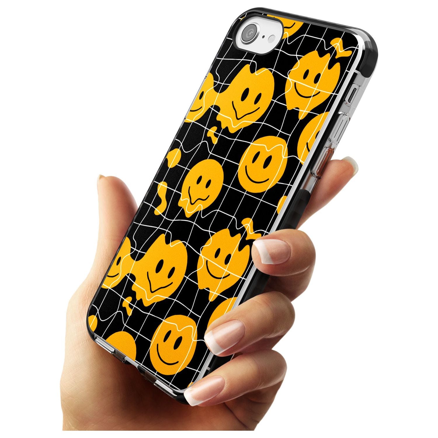 Acid Face Grid Pattern Black Impact Phone Case for iPhone SE 8 7 Plus