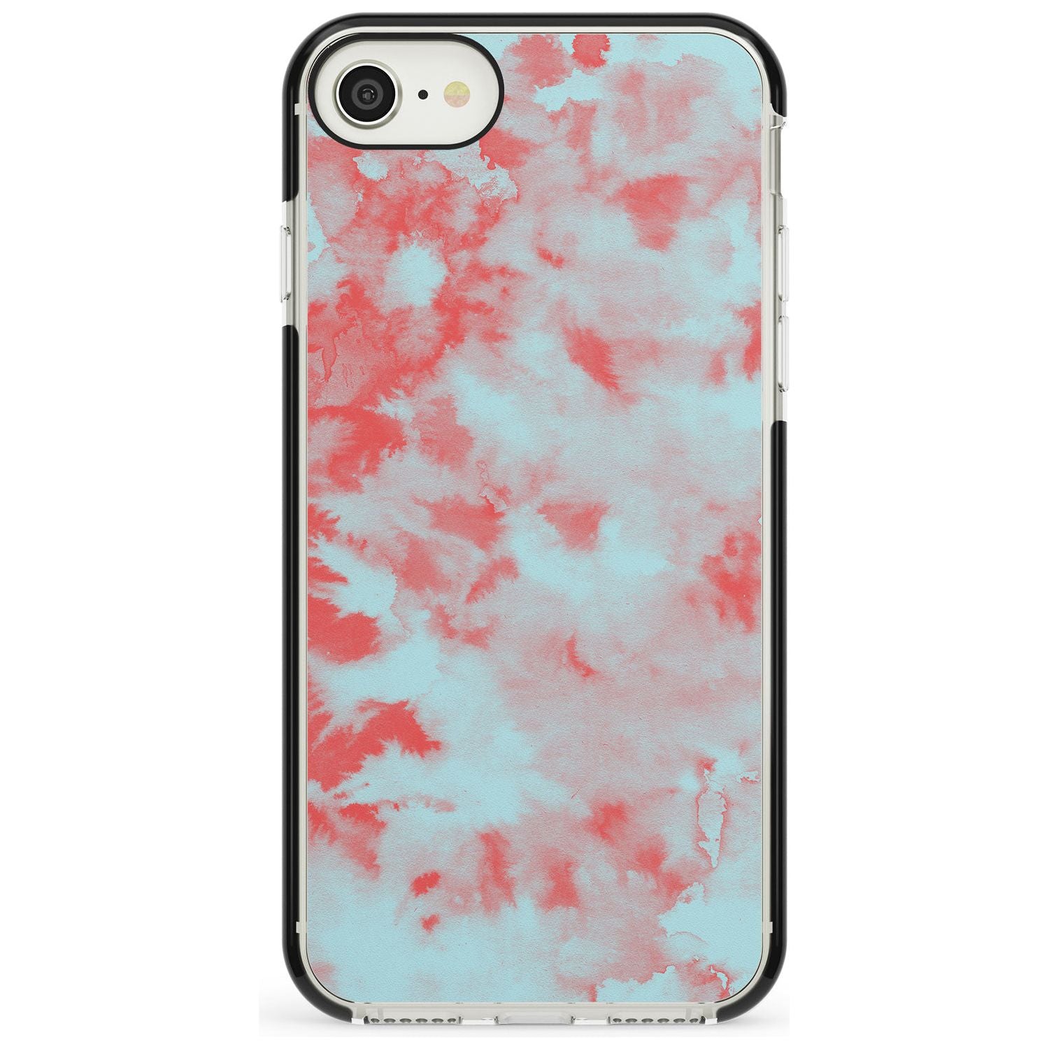 Red & Blue Acid Wash Tie-Dye Pattern Black Impact Phone Case for iPhone SE 8 7 Plus