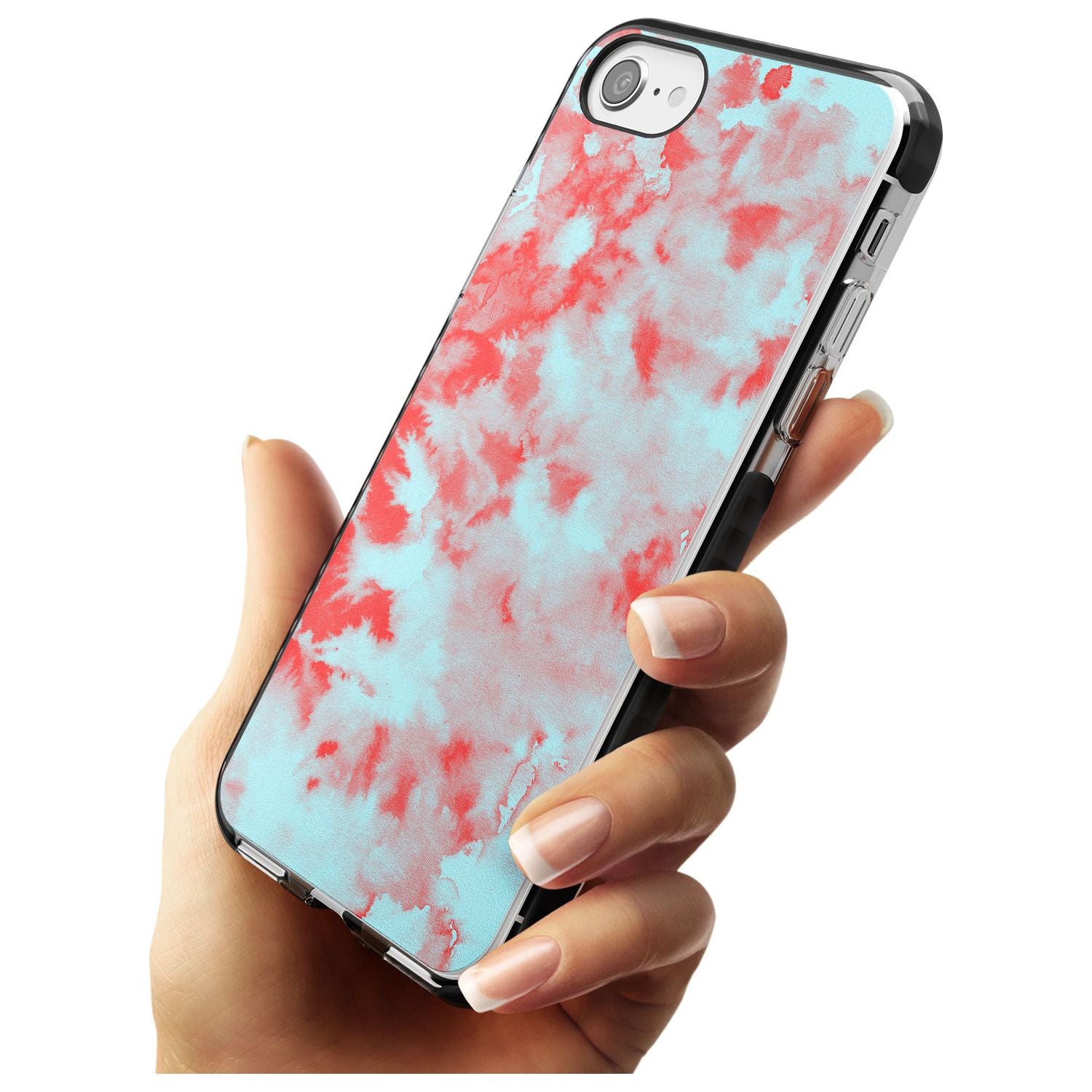 Red & Blue Acid Wash Tie-Dye Pattern Black Impact Phone Case for iPhone SE 8 7 Plus