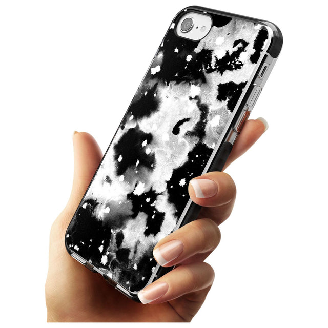 Black & White Acid Wash Tie-Dye Pattern Black Impact Phone Case for iPhone SE 8 7 Plus