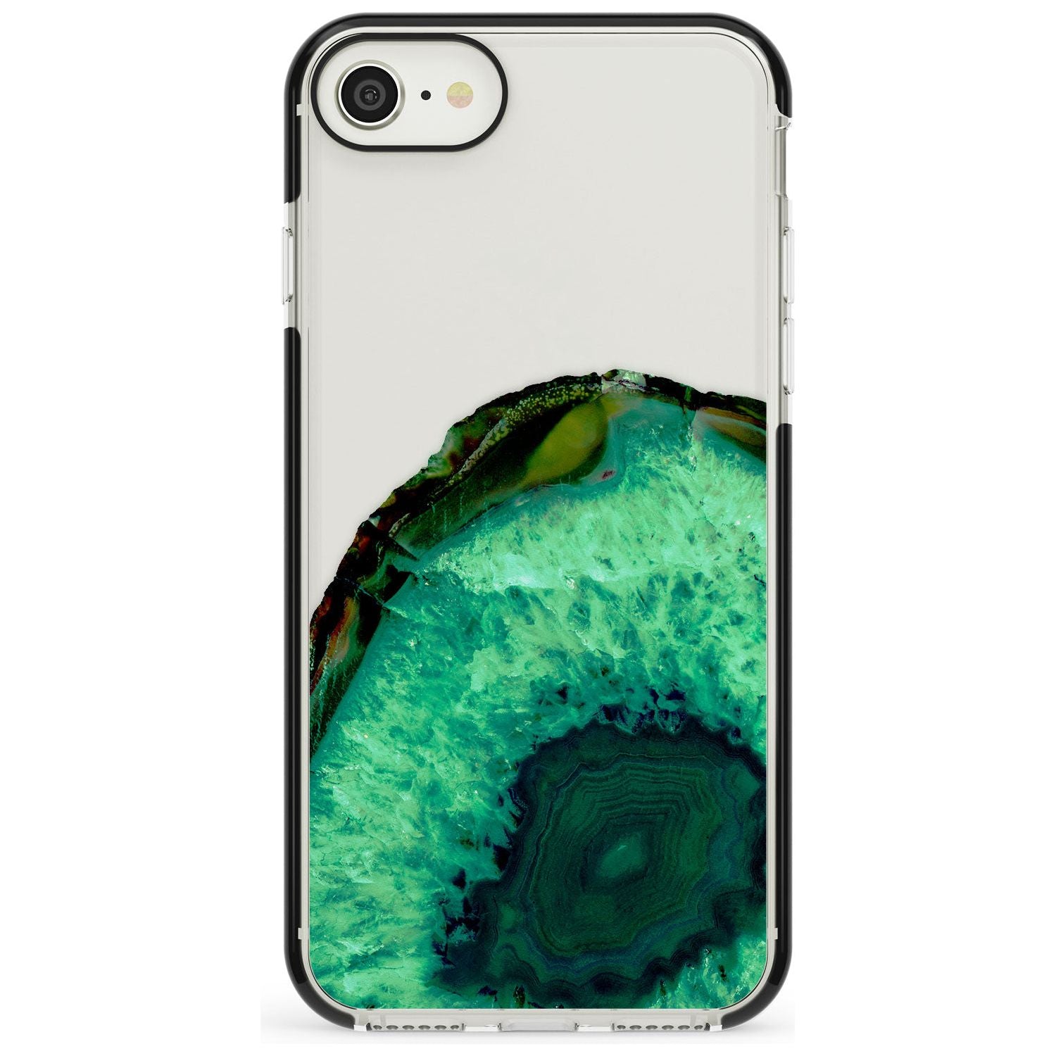 Emerald Green Gemstone Crystal Clear Design Black Impact Phone Case for iPhone SE 8 7 Plus