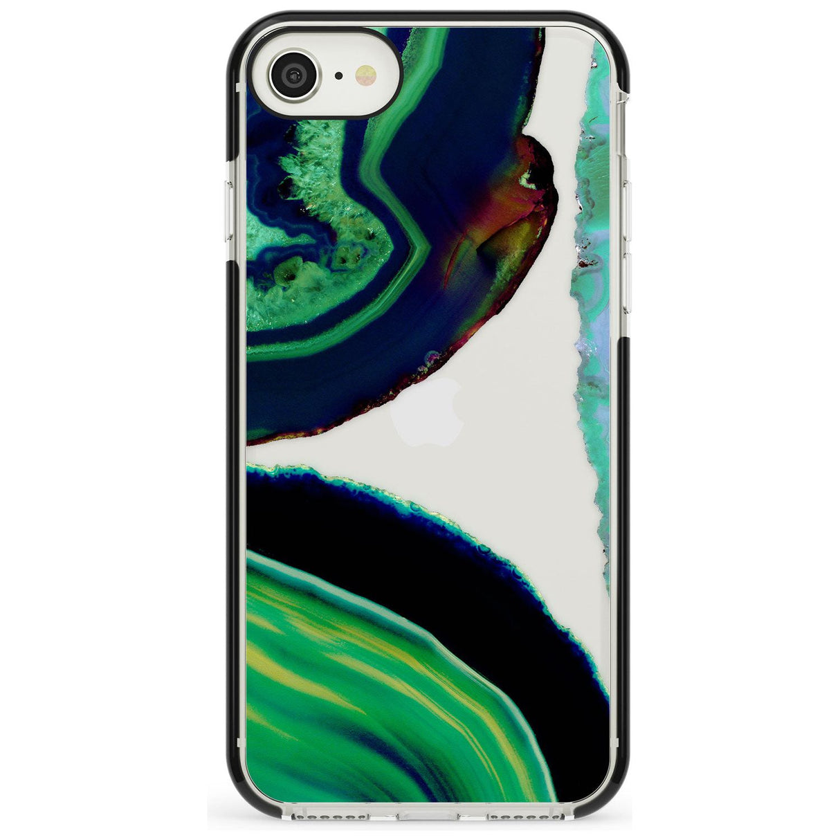 Green & Navy Gemstone Crystal Clear Design Black Impact Phone Case for iPhone SE 8 7 Plus