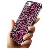 Green on Pink Leopard Print Pattern Black Impact Phone Case for iPhone SE 8 7 Plus