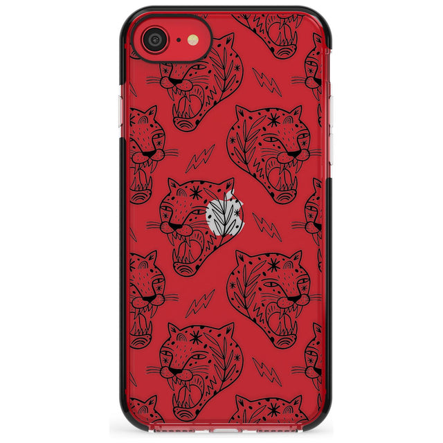 Black Tiger Roar Pattern Black Impact Phone Case for iPhone SE 8 7 Plus