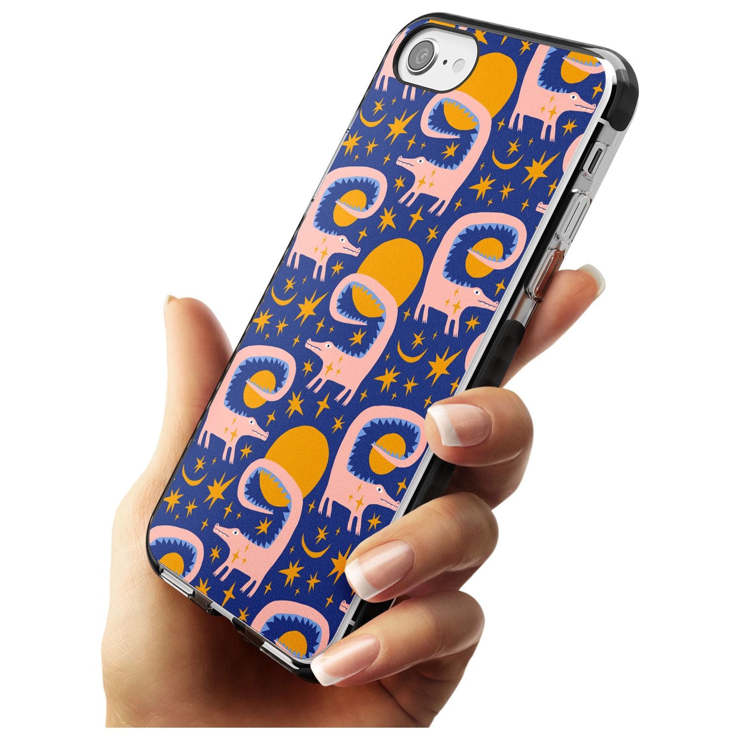 Sun Croc Pattern Black Impact Phone Case for iPhone SE 8 7 Plus