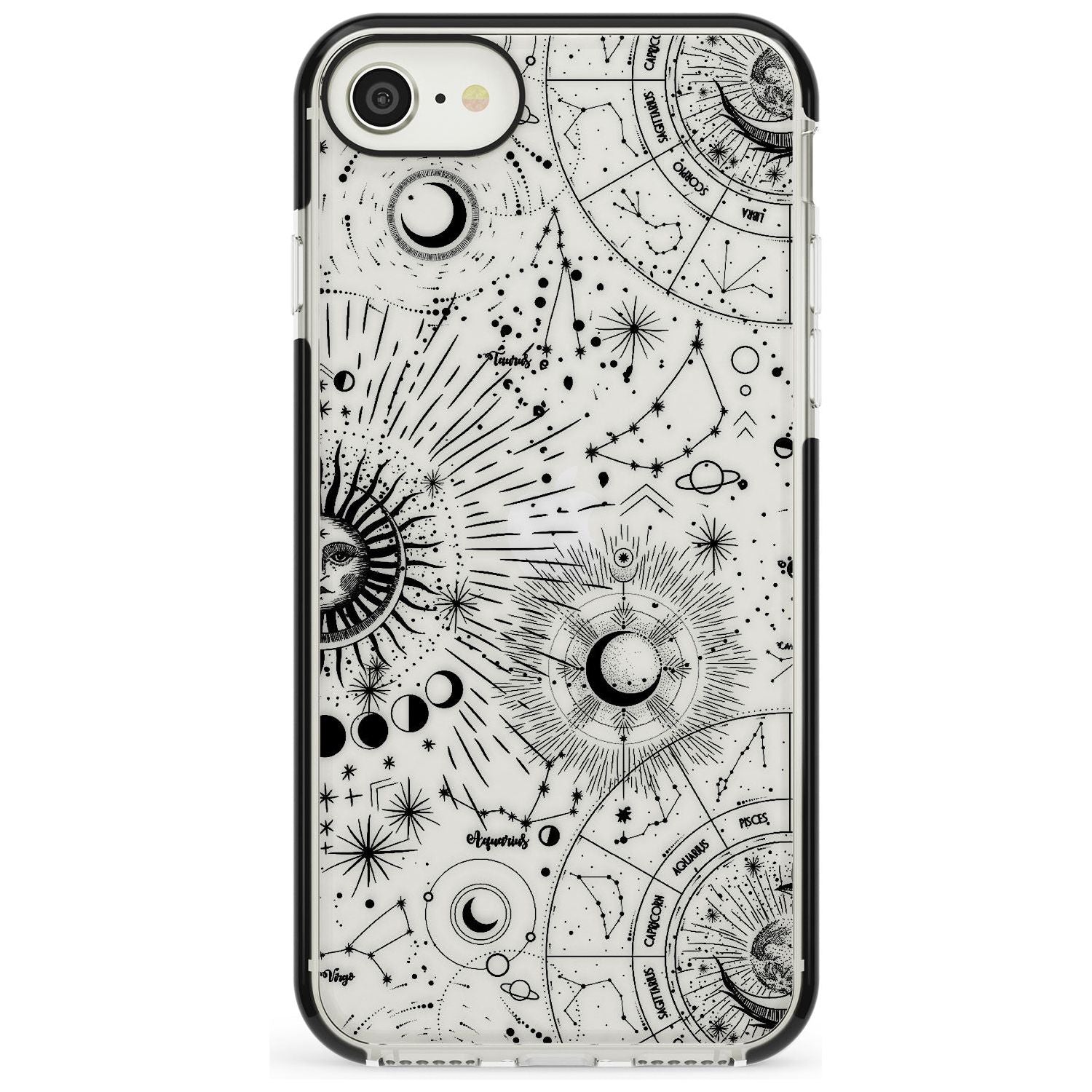 Suns & Constellations Astrological Black Impact Phone Case for iPhone SE 8 7 Plus