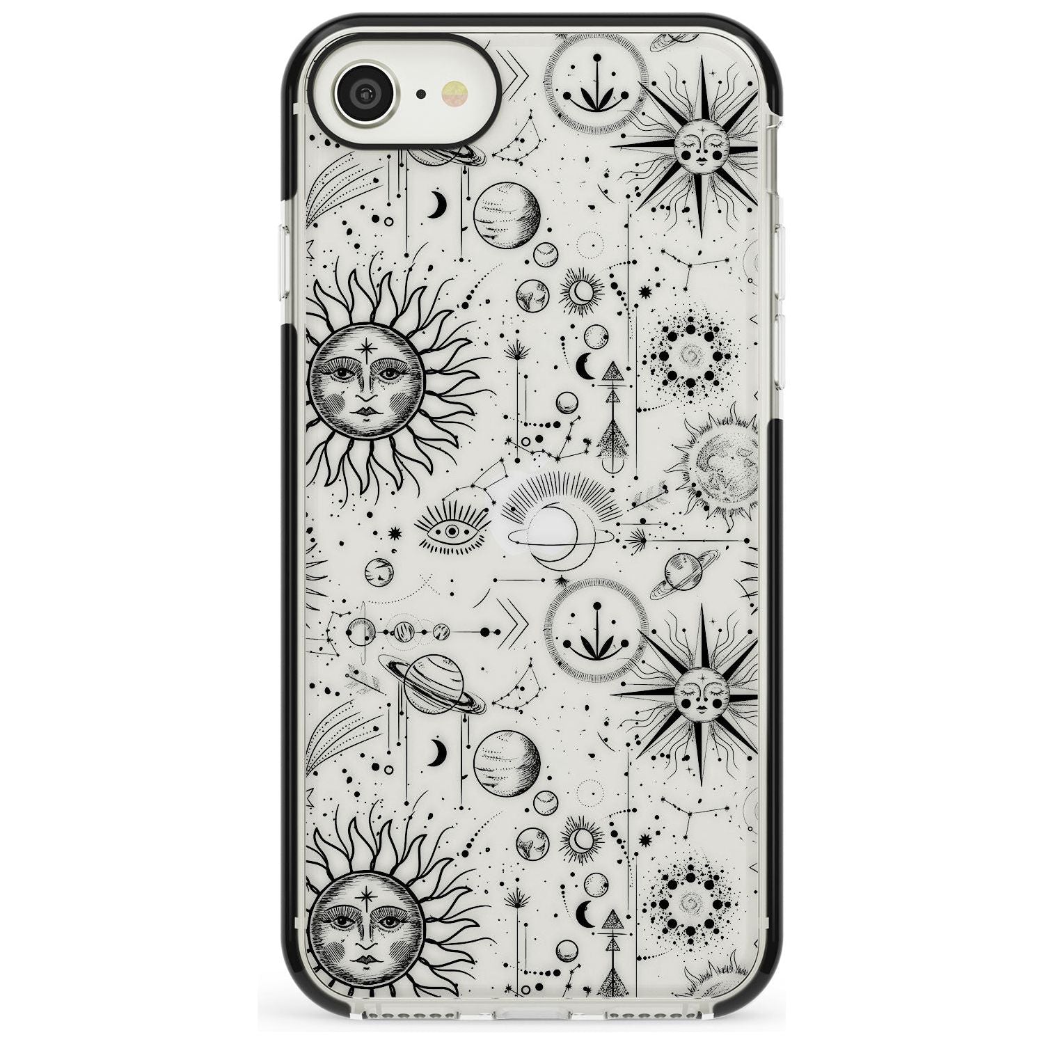 Suns & Planets Astrological Black Impact Phone Case for iPhone SE 8 7 Plus