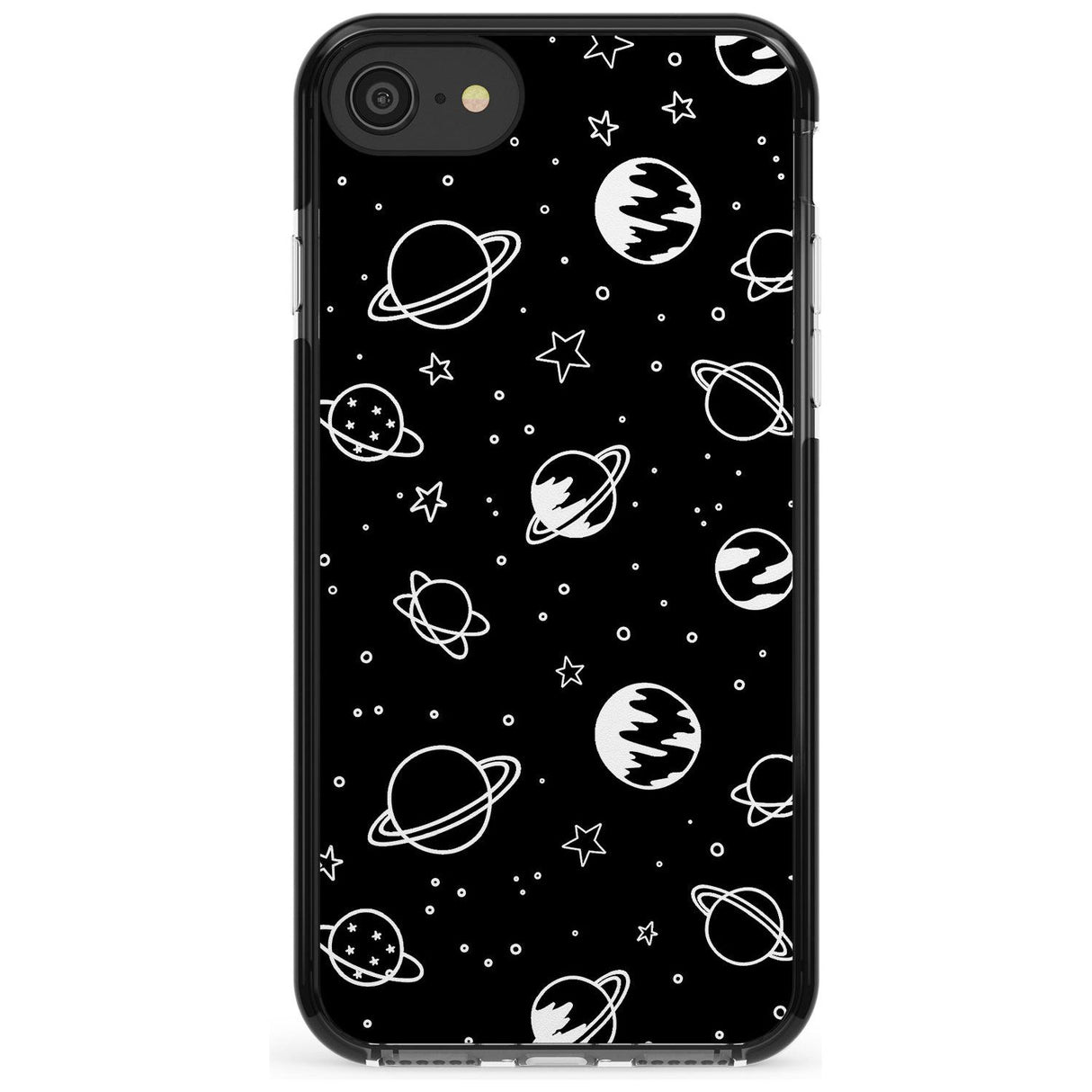 Outer Space Outlines: White on Black Pink Fade Impact Phone Case for iPhone SE 8 7 Plus