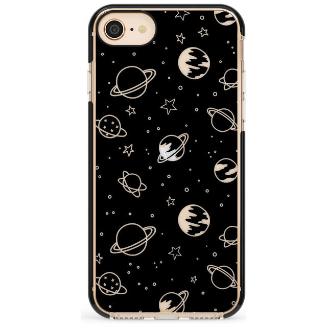Outer Space Outlines: Clear on Black Pink Fade Impact Phone Case for iPhone SE 8 7 Plus