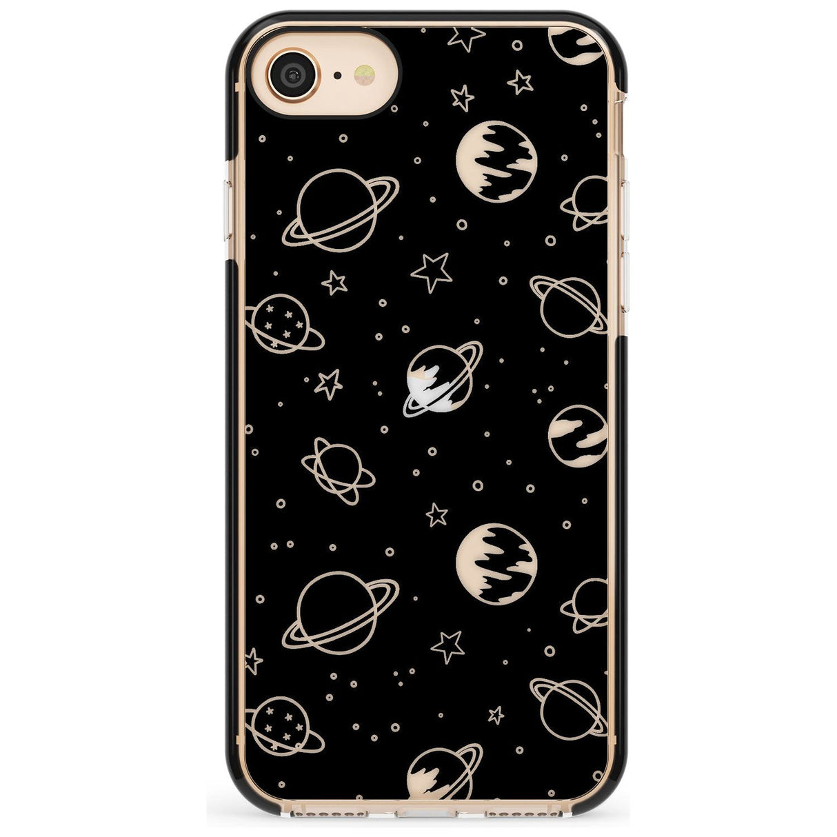 Outer Space Outlines: Clear on Black Pink Fade Impact Phone Case for iPhone SE 8 7 Plus