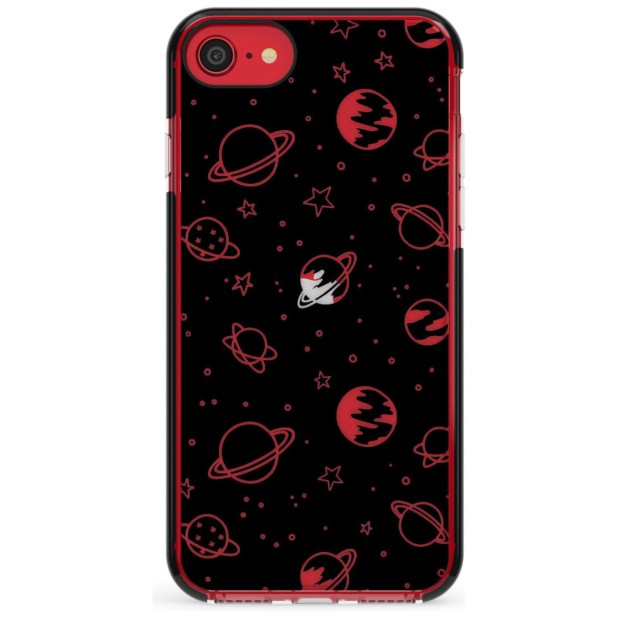 Outer Space Outlines: Clear on Black Pink Fade Impact Phone Case for iPhone SE 8 7 Plus