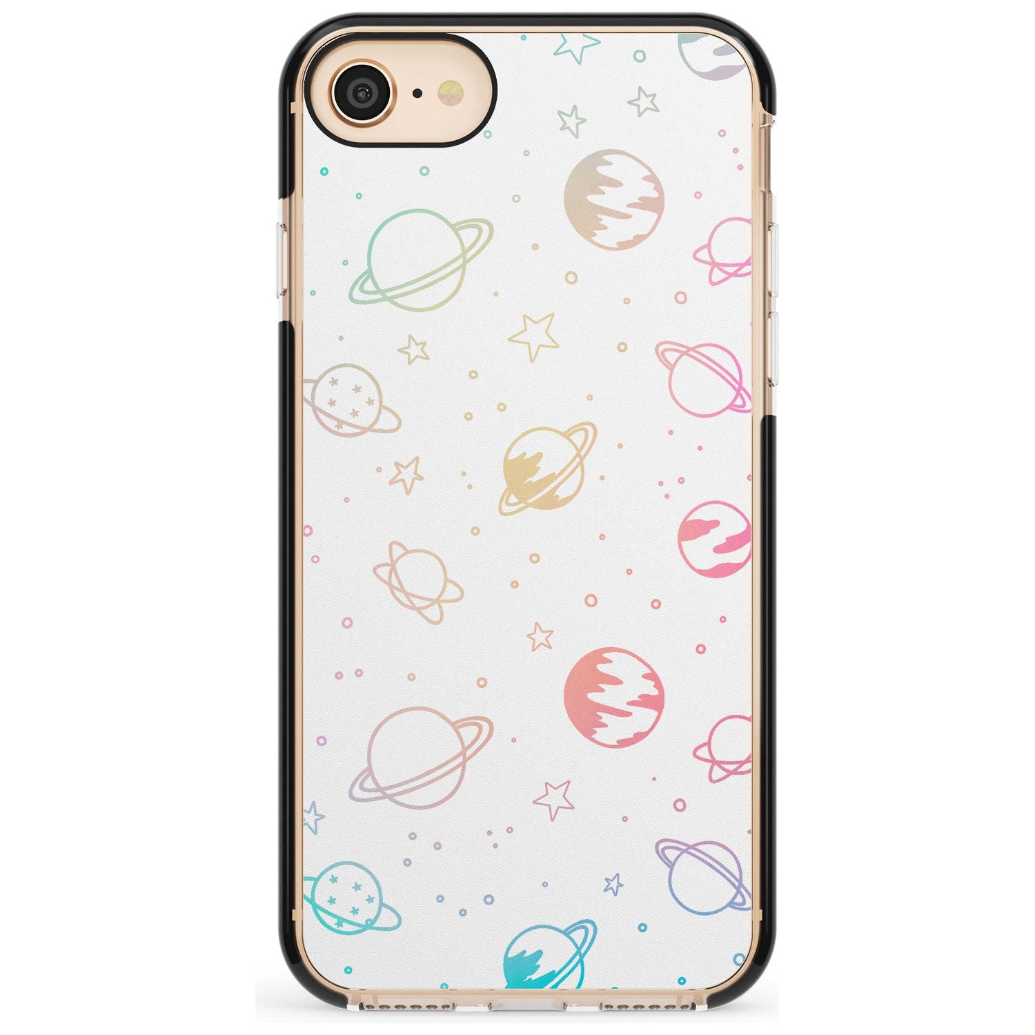 Outer Space Outlines: Pastels on White Pink Fade Impact Phone Case for iPhone SE 8 7 Plus