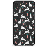 White Bunnies and Carrots Black Impact Phone Case for iPhone SE 8 7 Plus