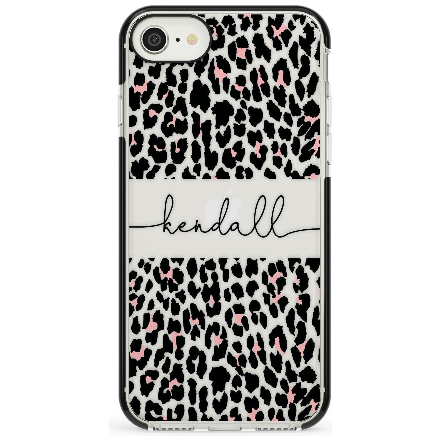 Custom Pink & Cursive Leopard Spots iPhone Case  Black Impact Custom Phone Case - Case Warehouse