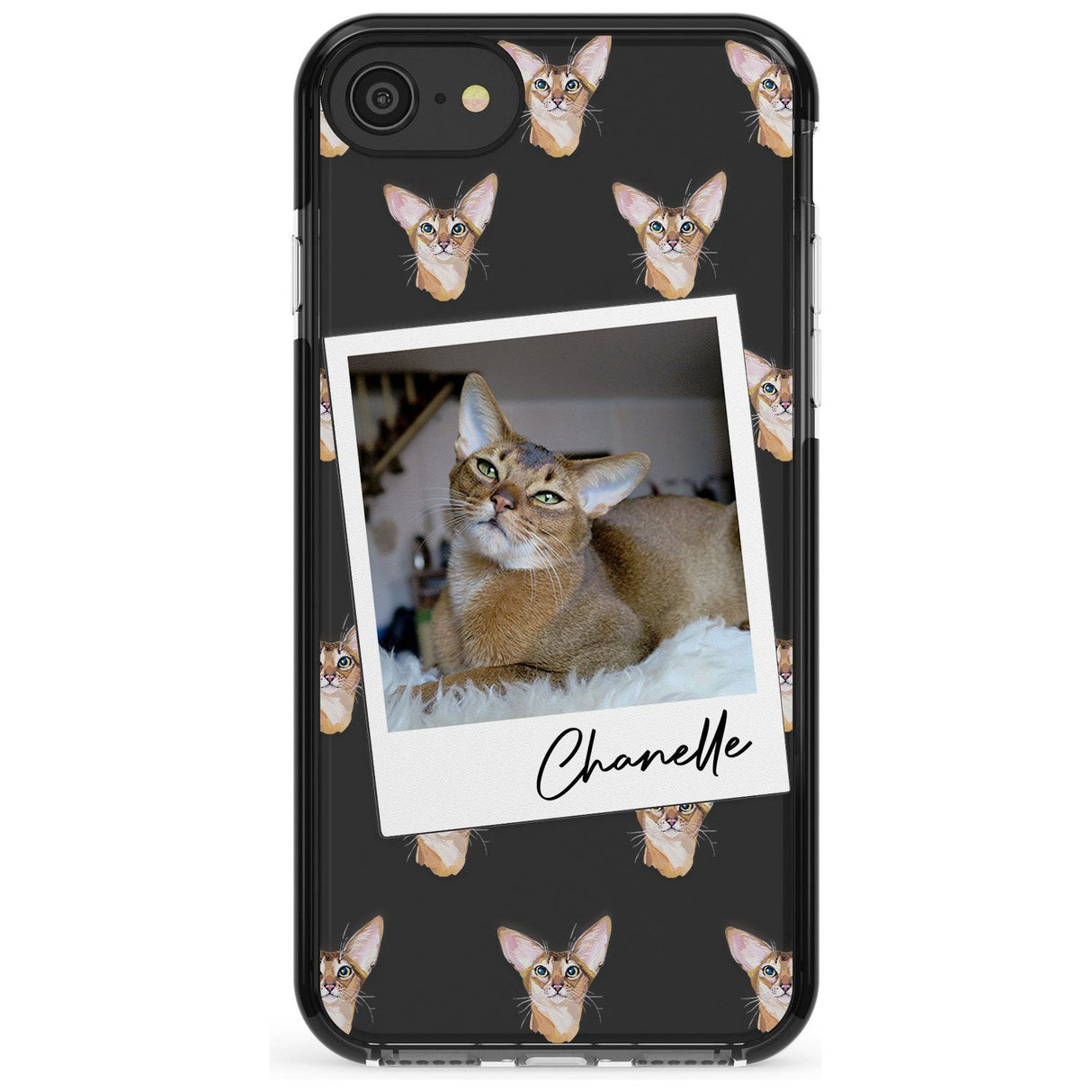 Personalised Abyssinian Cat Photo Black Impact Phone Case for iPhone SE 8 7 Plus