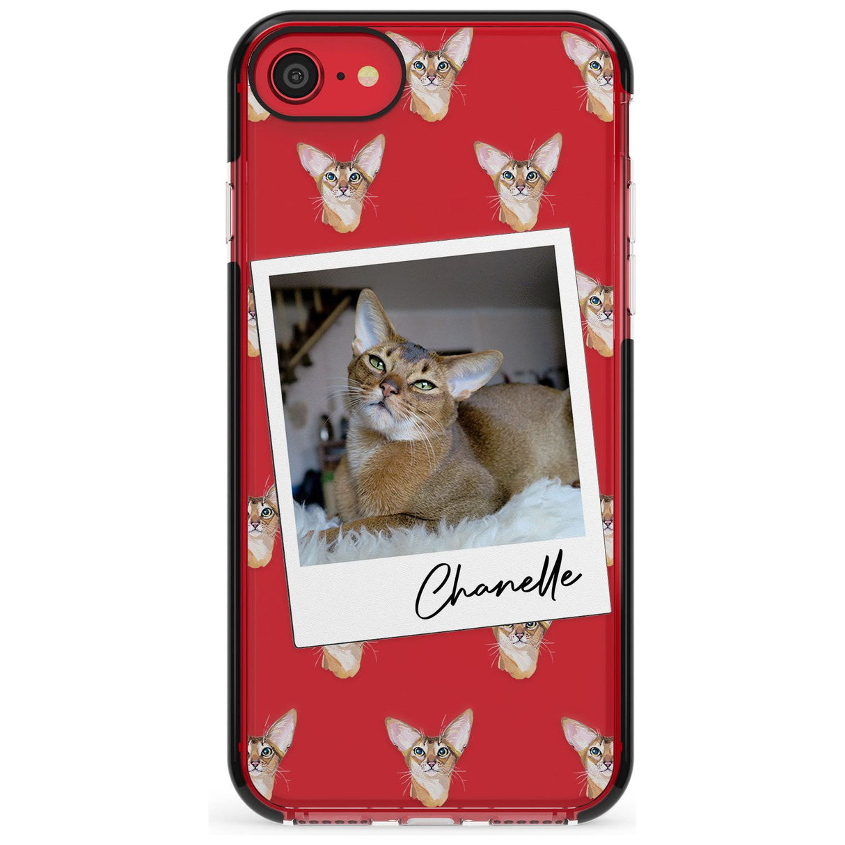 Personalised Abyssinian Cat Photo Black Impact Phone Case for iPhone SE 8 7 Plus