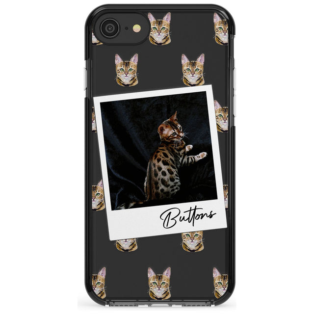 Personalised Bengal Cat Photo Black Impact Phone Case for iPhone SE 8 7 Plus
