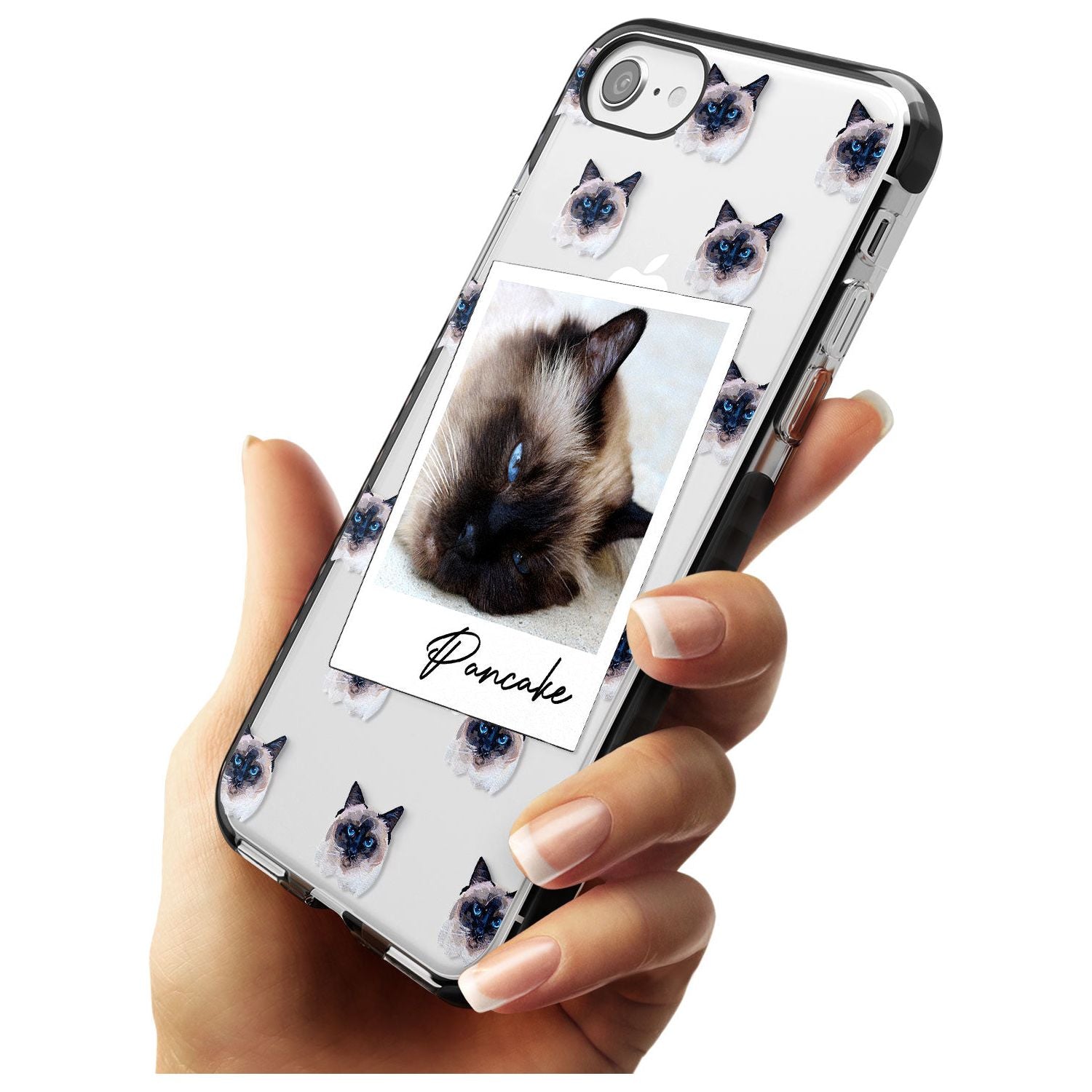 Personalised Burmese Cat Photo Black Impact Phone Case for iPhone SE 8 7 Plus